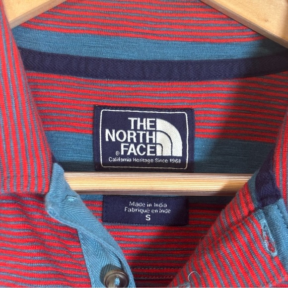 The North Face Striped Short Sleeve Polo-Red and Blue-Cotton Blend-Men Small - Picture 3 of 6